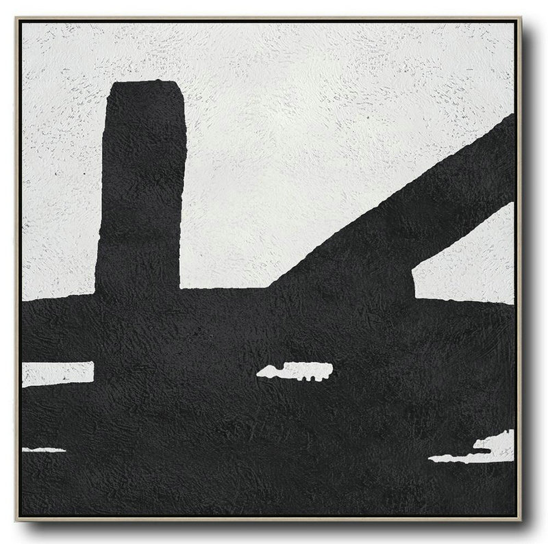 Large Contemporary Art Acrylic Painting,Oversized Minimal Black And White Painting - Giant Wall Decor